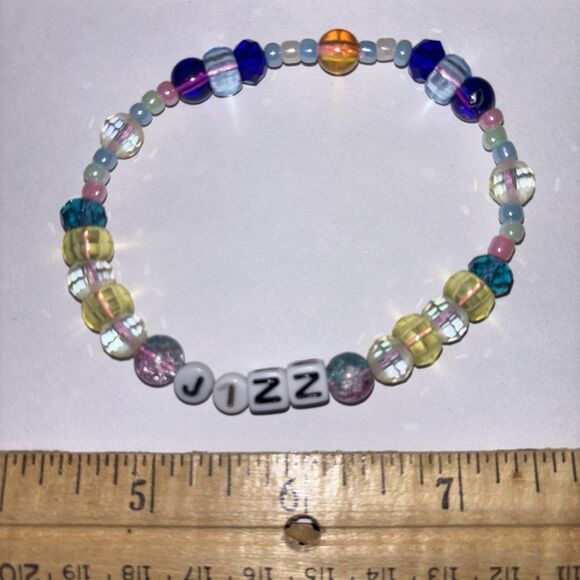 Multicolor “J*zz” Bracelet Adult Humor Beaded Handmade Naughty Accessories - Picture 2 of 3